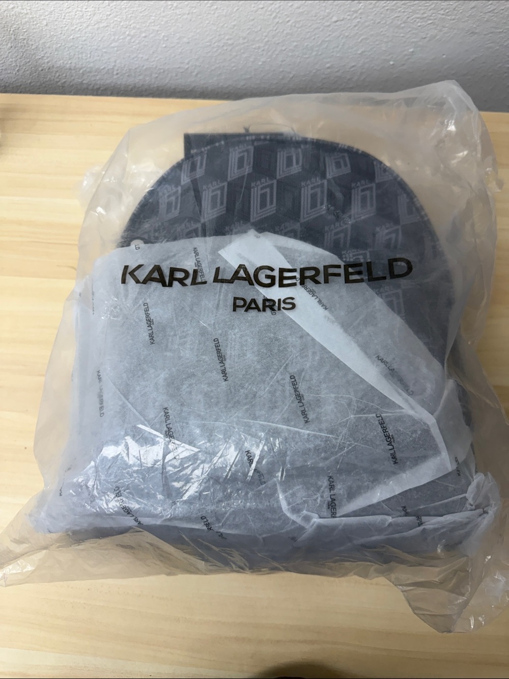 Karl Lagerfeld Black Logo Pattern Backpack